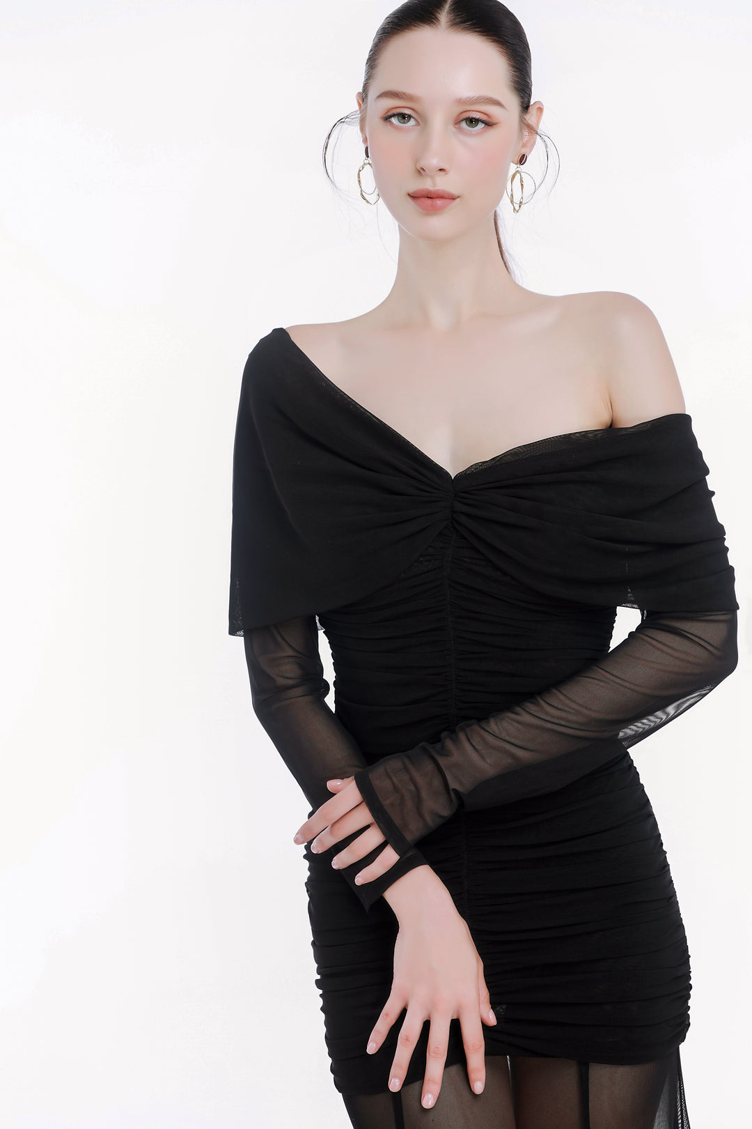 Shadow Off-Shoulder Ruched Dress