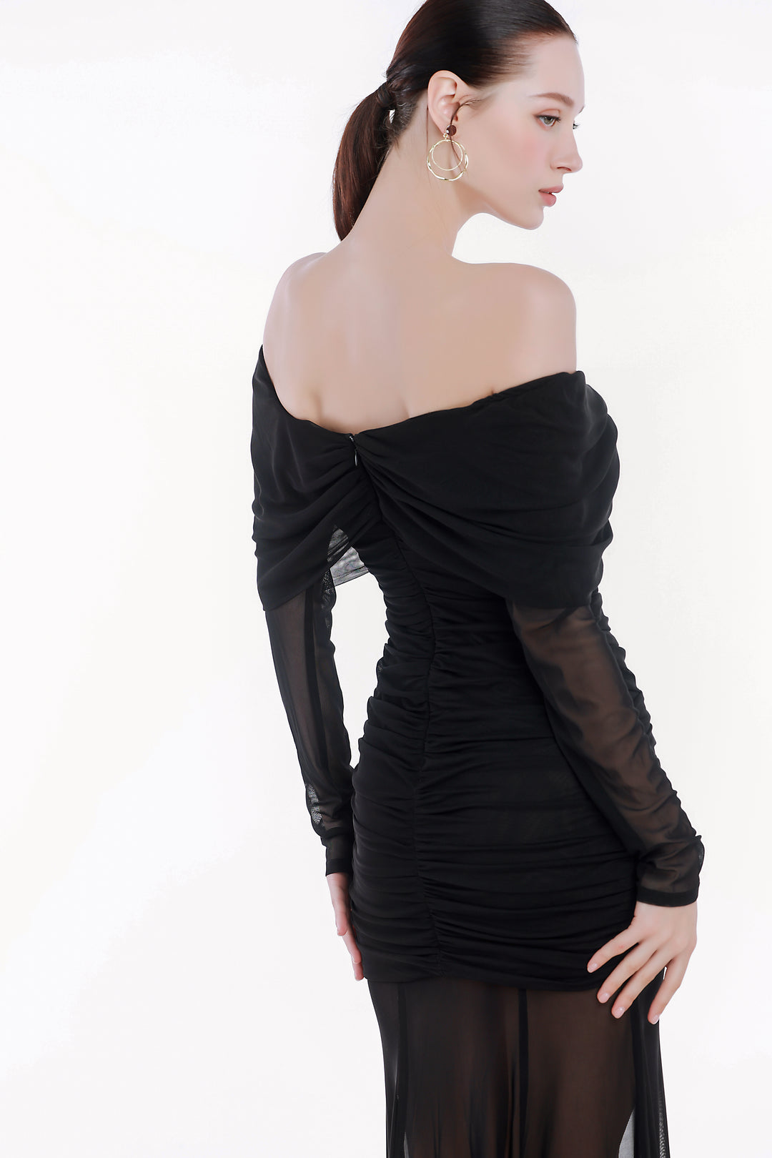 Shadow Off-Shoulder Ruched Dress